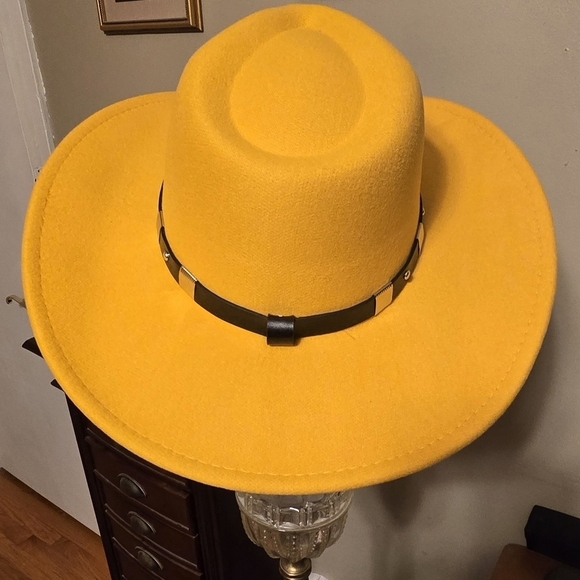 Women Classic Felt Wide Brim Western Cowboy Hat With Belt Buckle Trim New - Picture 6 of 9